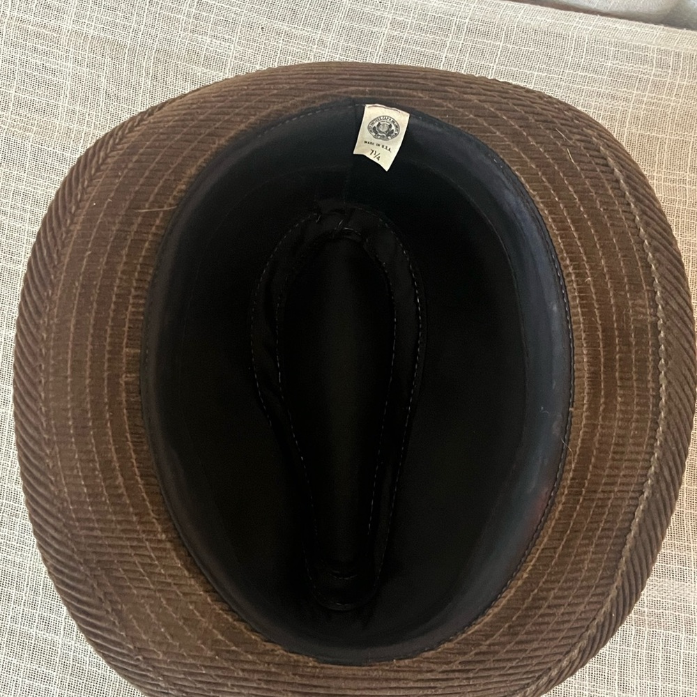 Vintage Corduroy Fedora Union Made USA Brown Hat Size 7 1/4 Cozy Lodge Style - Picture 7 of 8